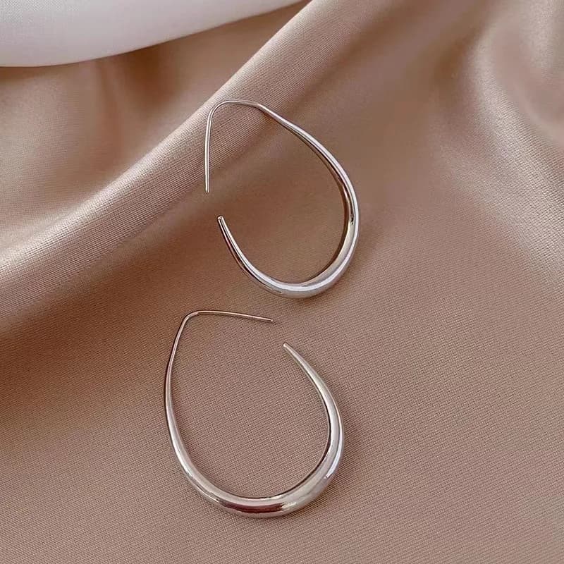 أقراط هوب على شكل قطع ناقص ذهبي من الفضة الإسترليني عيار 925 للنساء مجوهرات فاخرة للسيدات - 3