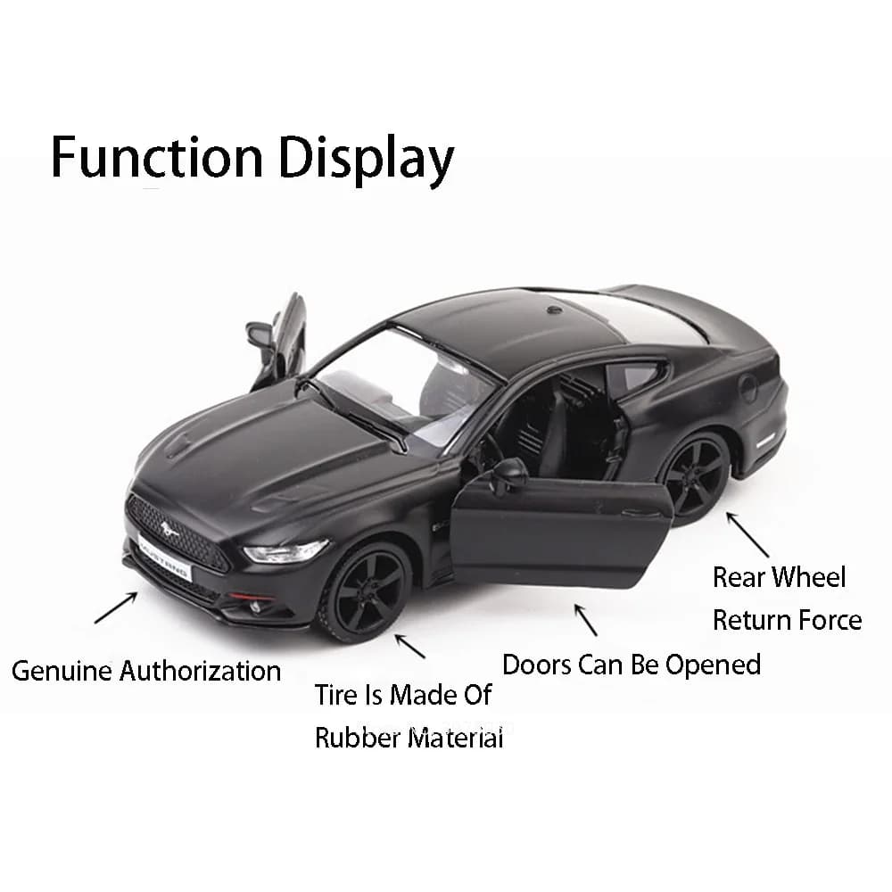 1:36 Alloy Ford Mustang Batmobile Toy Models Cars Doors Opened Rubber Tires Miniature Car Wheel Pull Back Vehicle Model Ornament - 2
