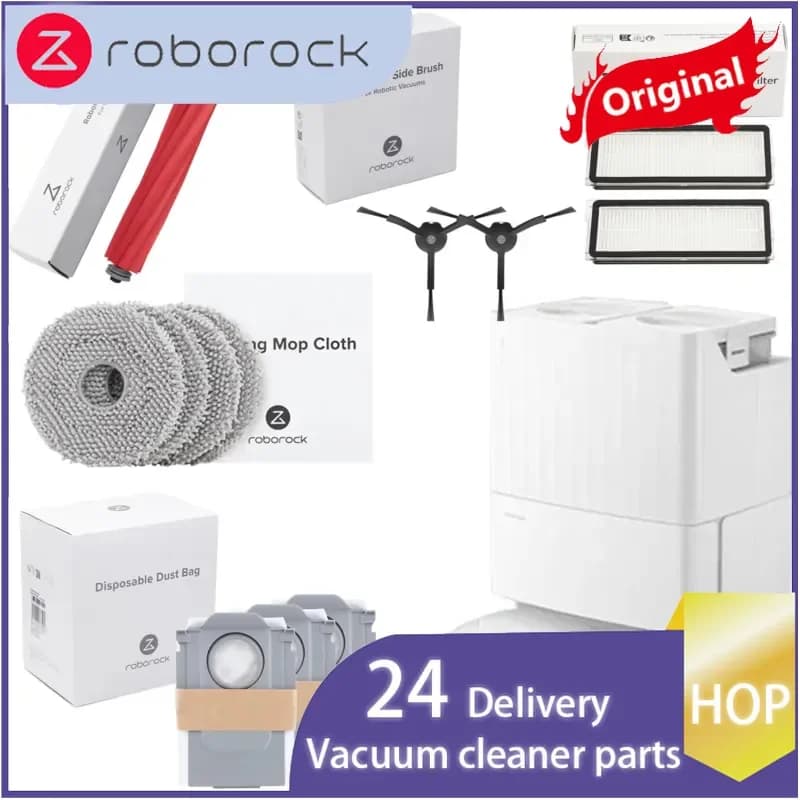 إكسسوارات أصلية Roborock Qrevo S/QRevo MaxV/QRevo Pro/QRevo PLUS فرشاة رئيسية، مرشح، فرشاة جانبية، قماش تنظيف، غبار