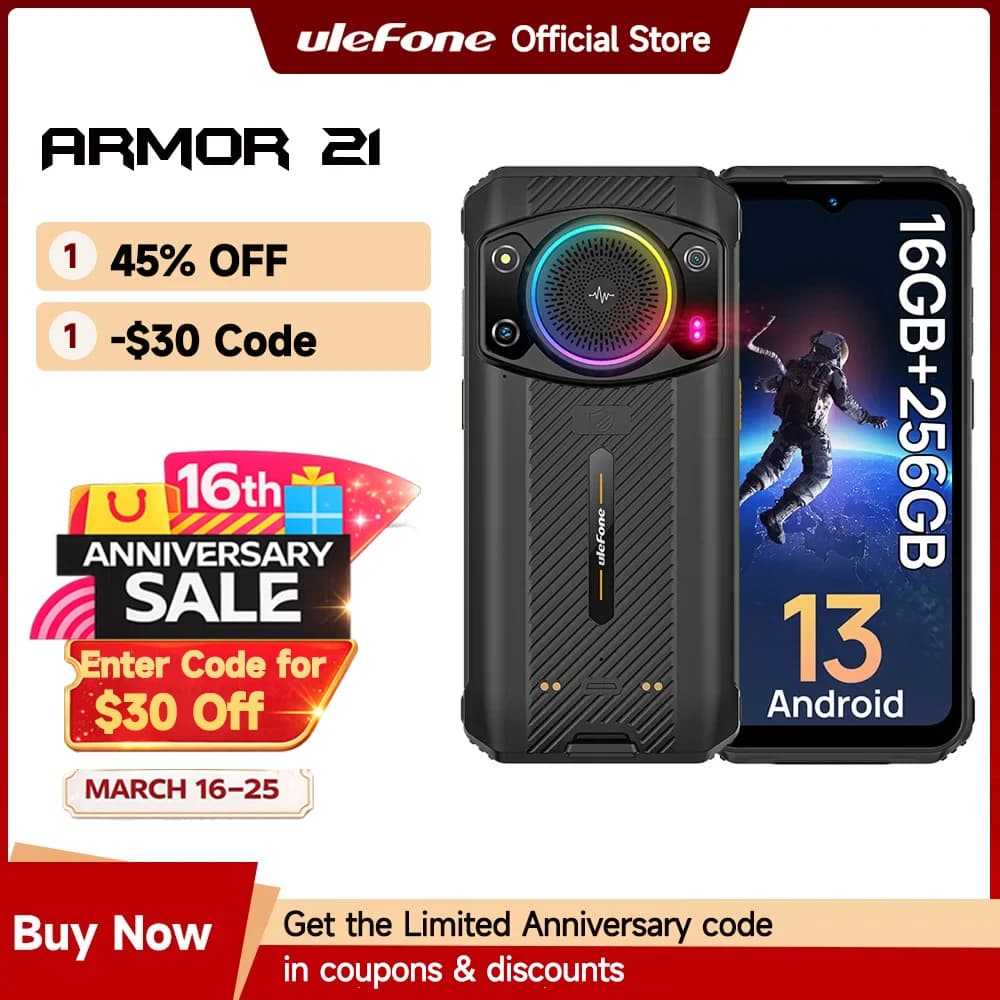 Rugged Phone  Ulefone Armor 21 16GB RAM 256GB ROM Smartphone Android 15 G99 moblie phone 64MP 9600mAh Global