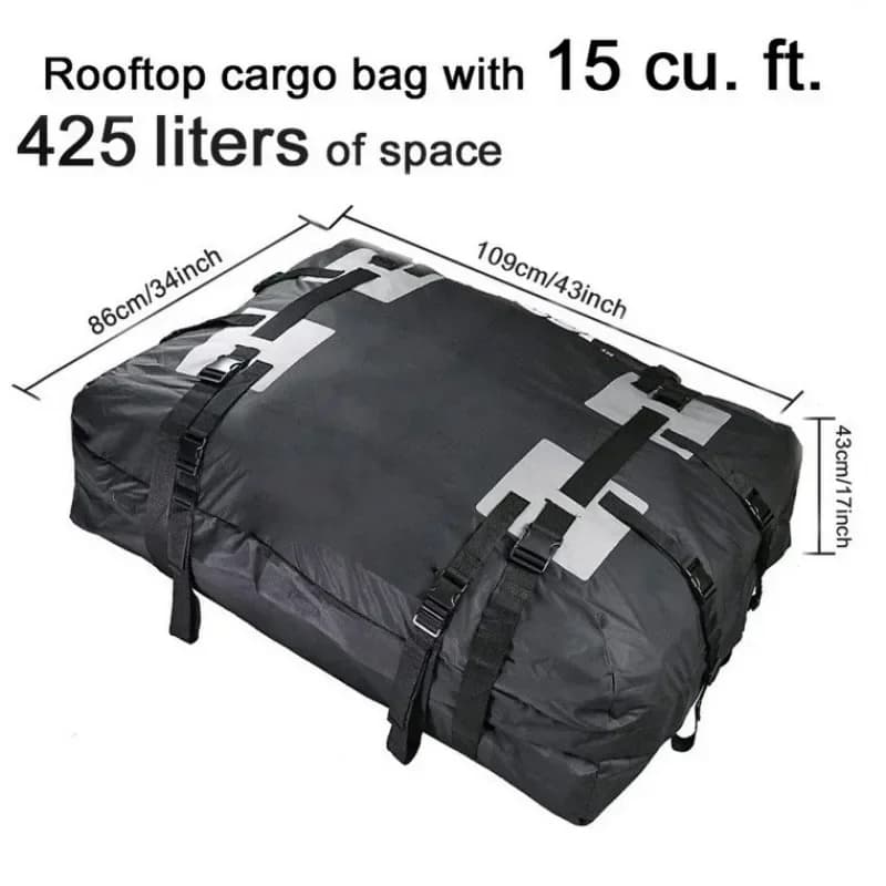 ​1PC SUV Roof Storage Bag​​ 600D Oxford Waterproof&Snowproof Travel Bag for RV/SUV/Wrangler Heavy Duty All Weather Cargo Carrier