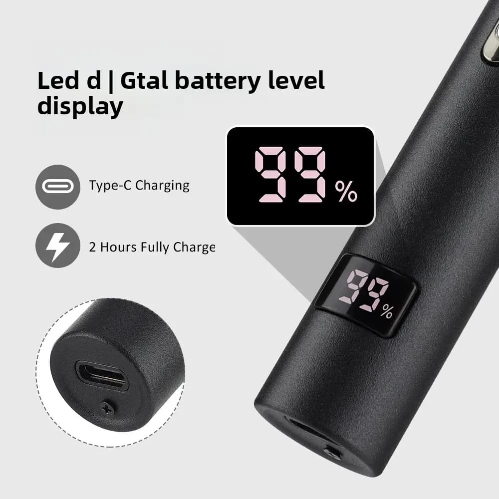 3 in 1 Electric Nose Hair Trimmer for Men Portable Digital Display Nose Ears Hair Eyebrow Trimmer 360° Roating Painless Safe - 3