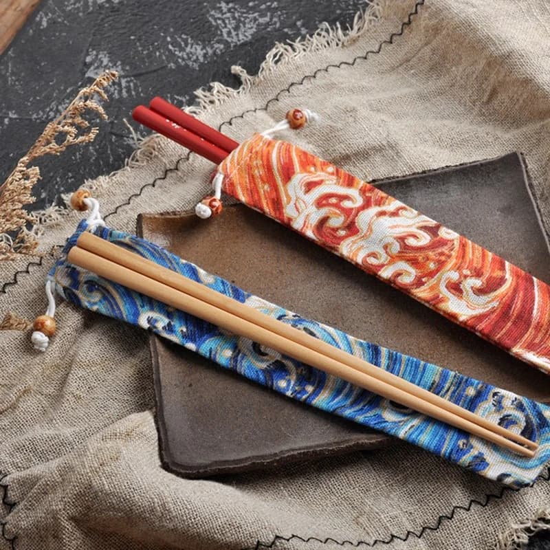 حقيبة قش معدنية قابلة لإعادة الاستخدام لأدوات المائدة ، حقيبة ملونة للسفر ، التخييم ، عيدان الطعام ، ملعقة ، شوكة ، سكين ، حاوية تخزين ، 1 قطعة - 5