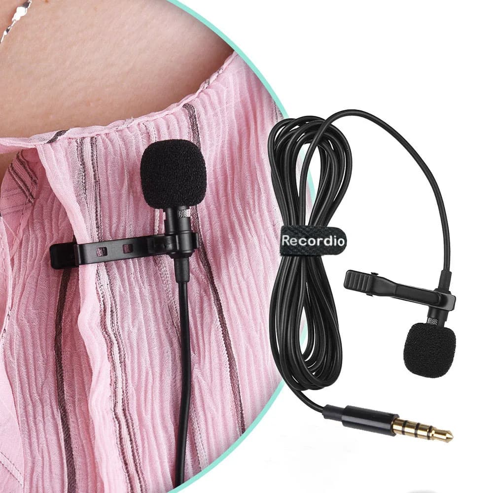 1.5M Lavalier Microphone 3.5MM 6.5MM Jack Lapel Mic Condenser Microphone 2M Extension Cable Adapter for Phone Camera Computer - 6