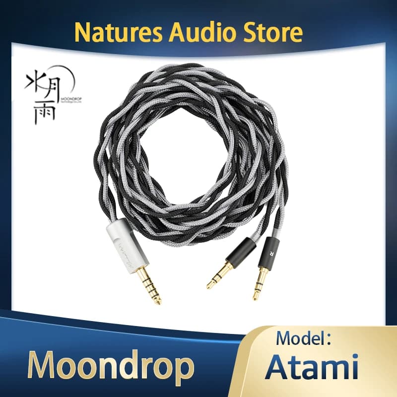 كابل ترقية سماعات الرأس Moondrop Atami بهيكل Litz ونحاس بلوري أحادي + لحام فضي خاص عالي الجودة ومضفر مزدوج 3.5