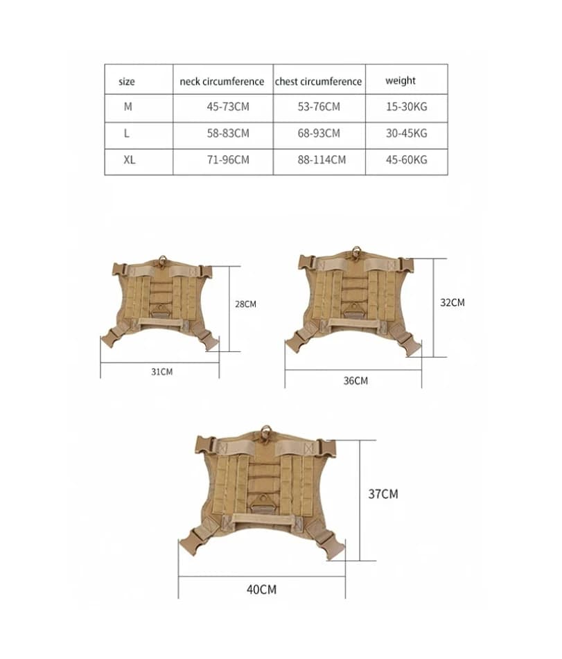 Tactical Dog Harness Military Training  Padded Quick Release Vest Pet Training Dog Harness For Set Small Medium Large Dogs - 5