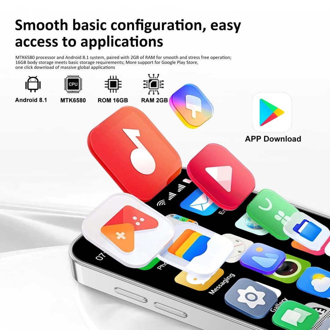 هاتف ذكي صغير SERVO 18SE MINI، أندرويد، 3G WCDMA، بطاقتي SIM، 2GB+16GB، متجر Play، Wi-Fi، فتح الوجه، شاشة 3.0 بوصة - 2