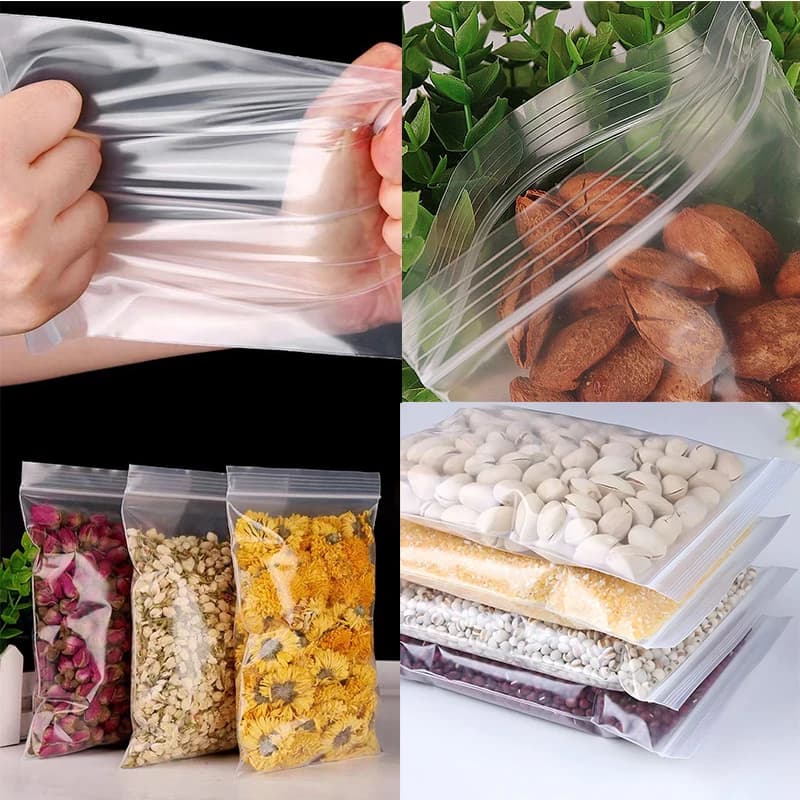 200/100 قطعة أكياس تخزين شفافة بسحاب، أكياس تخزين الطعام والمجوهرات، أكياس بلاستيكية سميكة قابلة لإعادة الغلق، حزمة تنظيم المطبخ - 2