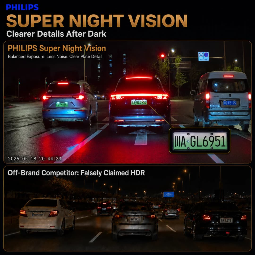 كاميرا سيارة PHILIPS Dash Cam B03 بدقة 4K+1K+1K HDR 3 قنوات أمامية وخلفية وداخلية بشاشة 3.16 بوصة IPS واي فاي 2.4G و5.8G تطبيق GPS دعم الوقوف 24 ساعة - 3