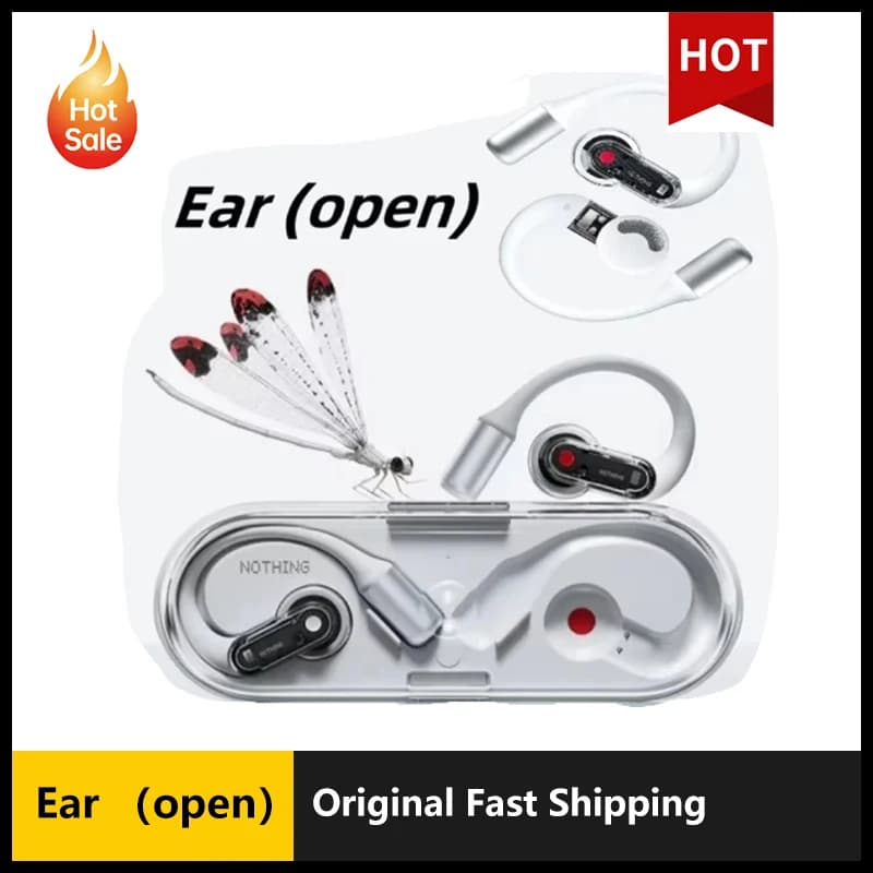 سماعات NOTHING Ear اللاسلكية المفتوحة، سماعات بلوتوث رفيعة وشفافة، وضع تأخير منخفض، سماعات موسيقى مخصصة فائقة الصغر