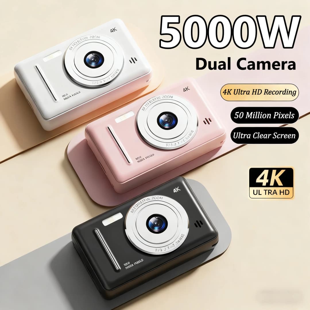 كاميرا رقمية بدقة 5000 واط بكسل، 4K HD، CCD كلاسيكية، محمولة، فلاش مزدوج، 50 مليون بكسل، تركيز تلقائي