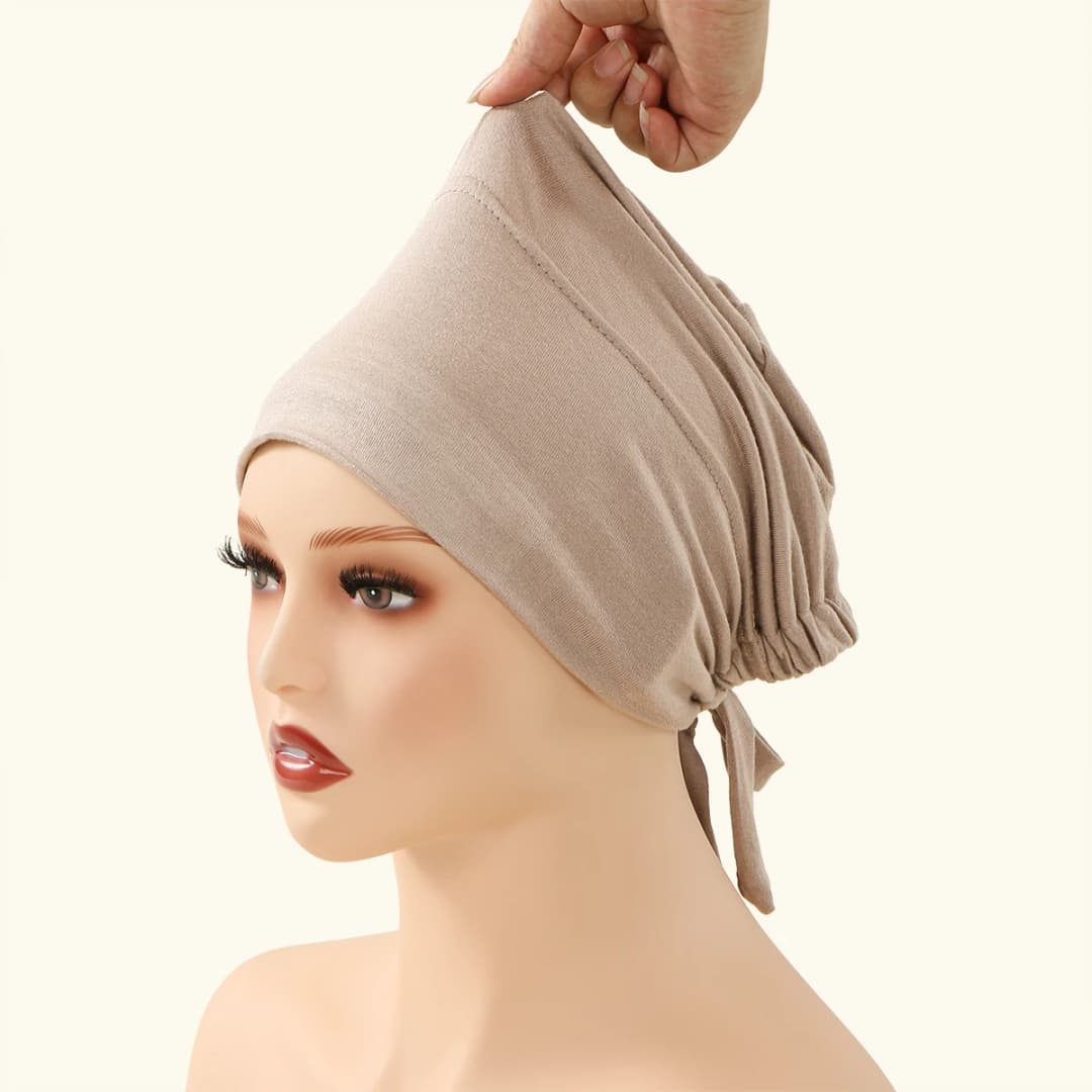 قبعة حجاب داخلية جديدة للنساء المسلمات مقاومة للانزلاق مع شريط مرن قابل للتعديل، متوفرة بألوان ثابتة وتصميم عملي - 2