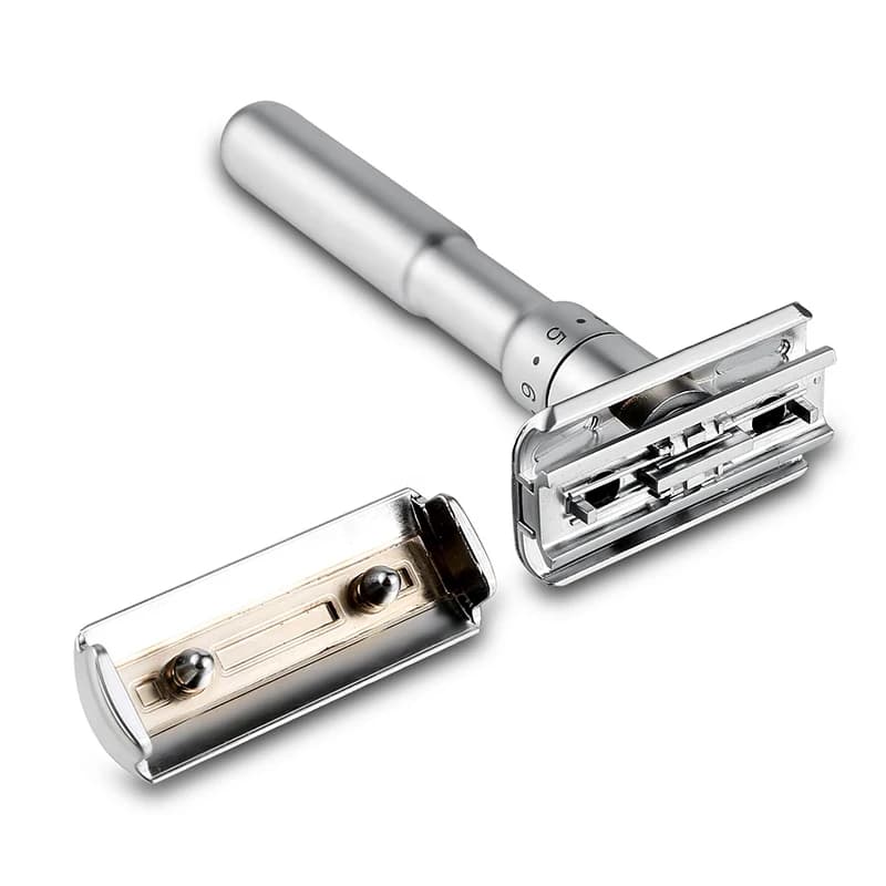 Mingshi Adjustable Safety Razor Double Edge Classic Men Shaving Mild to Aggressive 1-6 File Hair Removal Shaver it with 5 Blades - 5