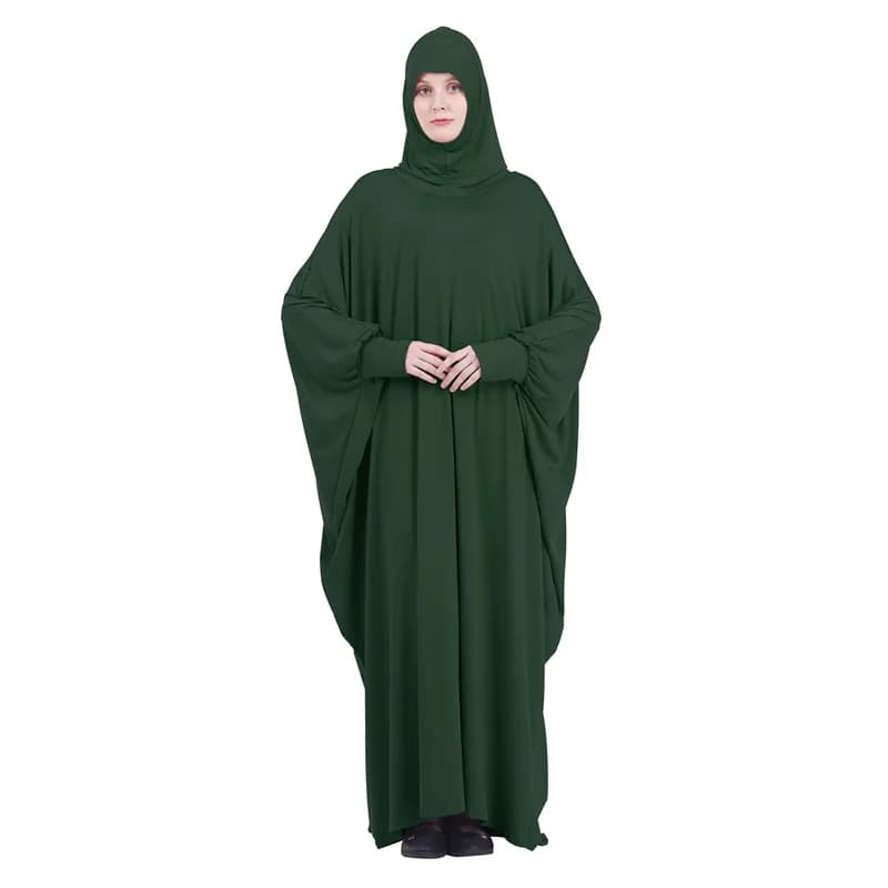 Eid Muslim Women Abaya Dress Full Cover Prayer Garment Hijab Long Khimar Kaftan Robe Overhead Arab Middle East Maxi Gown Islamic - 5