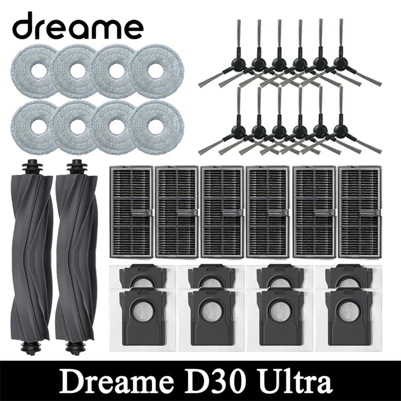 Dreame D30 Ultra Robot Vacuum Cleaner Replacement Accessories Main Side Brush HEPA Filter Mop Cloths Dust Bag Spare Parts