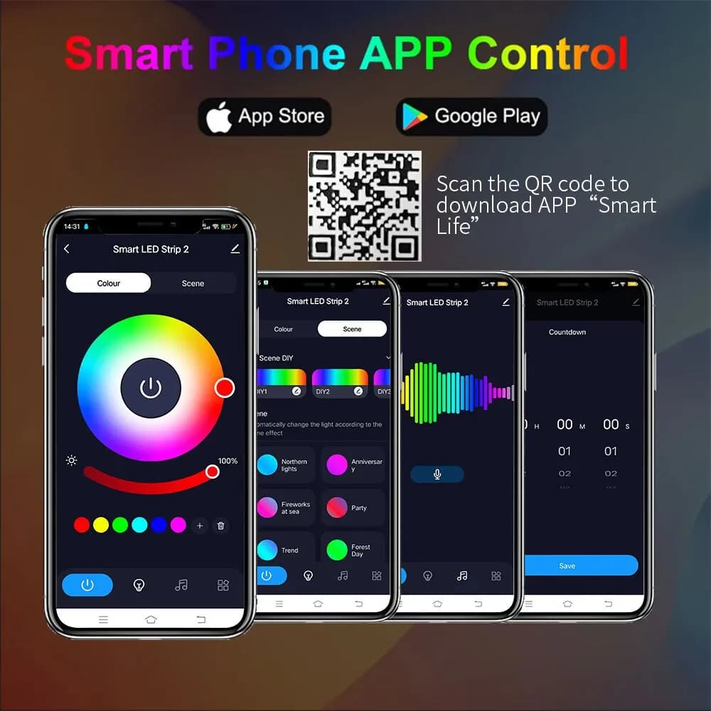 شريط إضاءة ليد ذكي من تيا لايف تحكم بلوتوث DC12V 5M SMD 5050 54 ليد/م مصباح حبل مرن لشاشة المكتب والتلفزيون إضاءة خلفية - 5