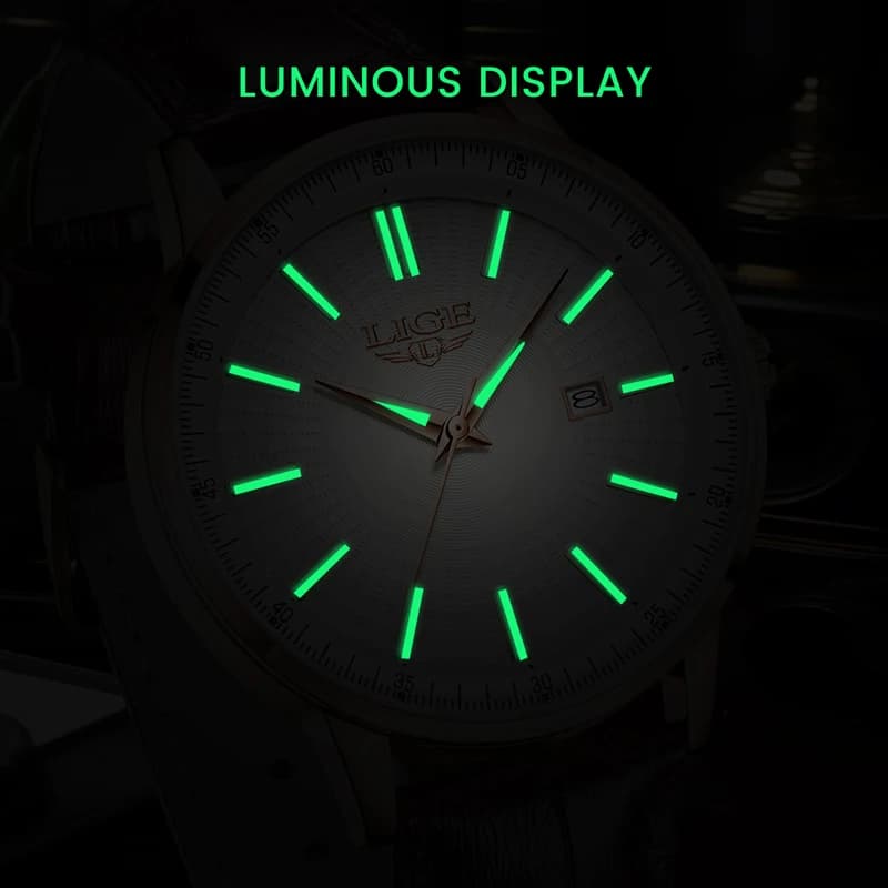LIGE New Men Watch Fashion Brown Leather Quartz Watches For Men Outdoor Sports Waterproof Luminous Chronograph Relogio Masculino - 3