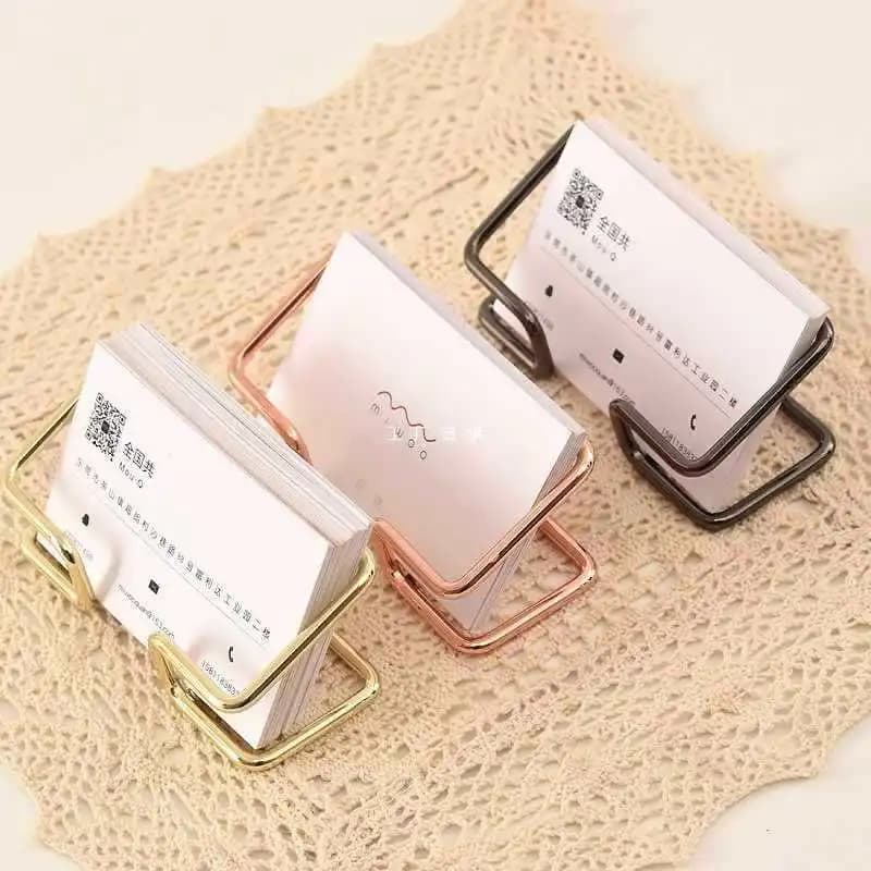 حامل بطاقات عمل معدني ذهبي، منظم بطاقات مكتبي، حامل عرض بطاقات عمل مكتبية، ديكور مكتبي عصري - 3