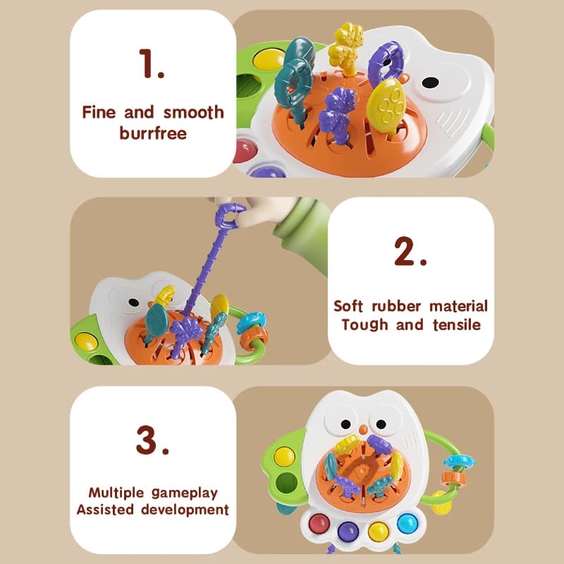 Montessori Sensory Development Baby Toys owl Pull String Finger Grasp Training Early Learning Education Toys For 10 Months+ Baby - 4