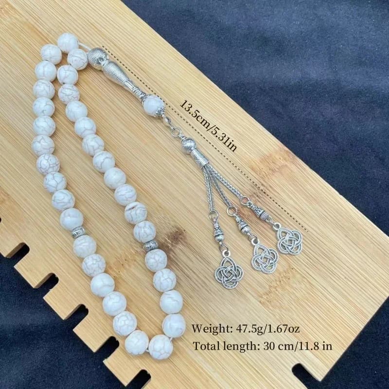 33 مسبحة إسلامية تقليد فيروزية سبحة صلاة تصميم أصلي 10 مللي متر خرز تسبيح مصنوع يدويًا - 3