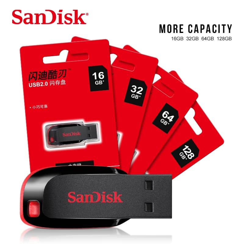 SanDisk CZ50 USB2.0 Pendrive 32GB 16GB 64GB USB Flash Drive Pen Drive U Disk Mini Flash Drive Cruzer Blade 100% Original - 6