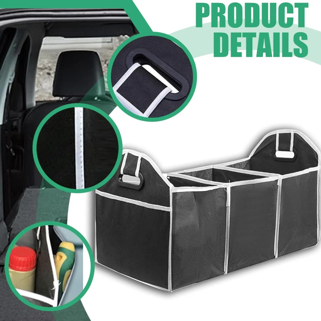 1pc Universal Car Trunk Organizer Portable Foldable Waterproof Auto Storage Bag With 3 Compartments For SUV Truck Van Sedan ﻿ - 6