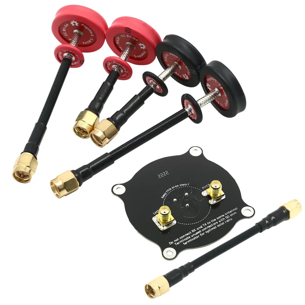 هوائي باغودا 2/ثلاثي التغذية 5.8G 5dBi 50W متعدد الاتجاهات FPV لوحة مسطحة هوائي باغودا LHCP/RHCP SMA/RP-SMA