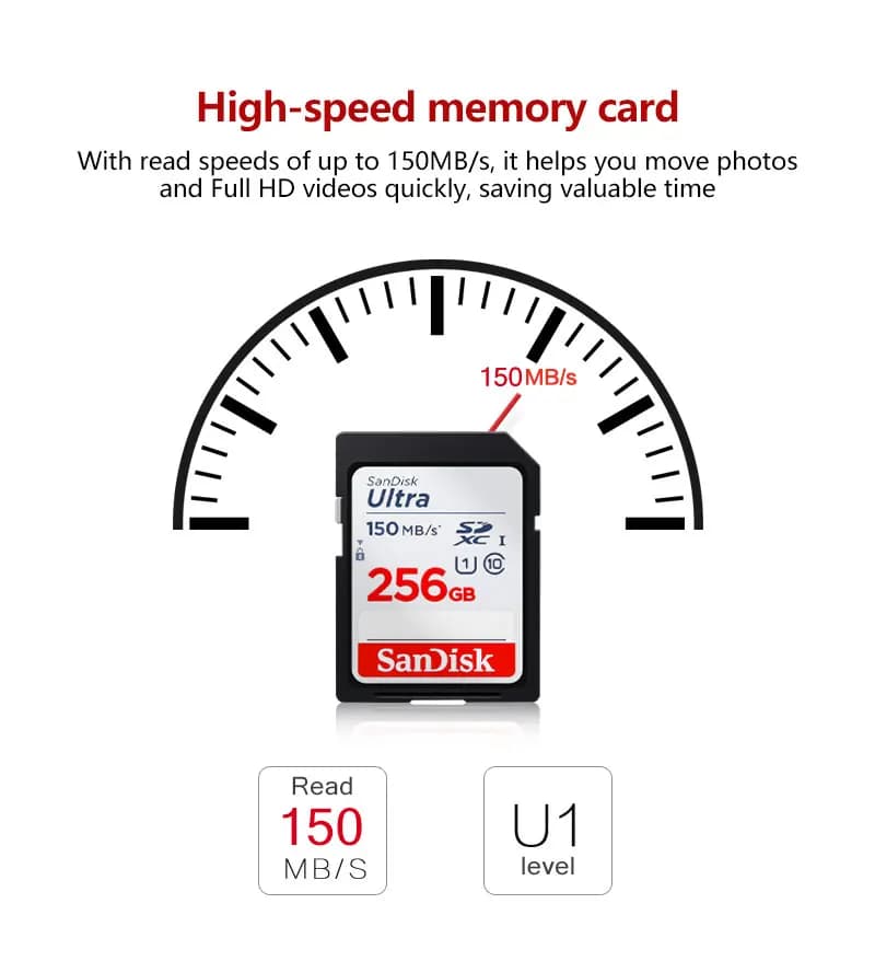 SanDisk Ultra SDHC SDXC UHS-I Memory Cards C10 U1 32GB 64GB 128GB 256GB Read speed Up to 150MB/s waterproof For Camera HD video - 6