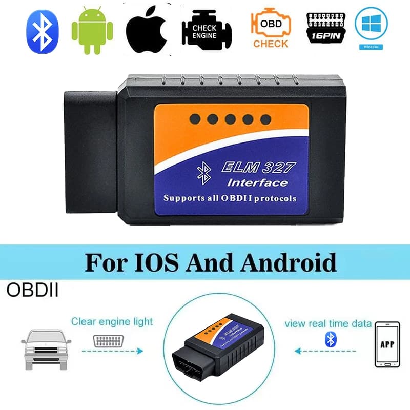 ماسح ضوئي ELM327 V2.1 OBD2 Bluetooth أداة تشخيص السيارة لقارئ الرموز Android /IOS كاشف أعطال السيارات