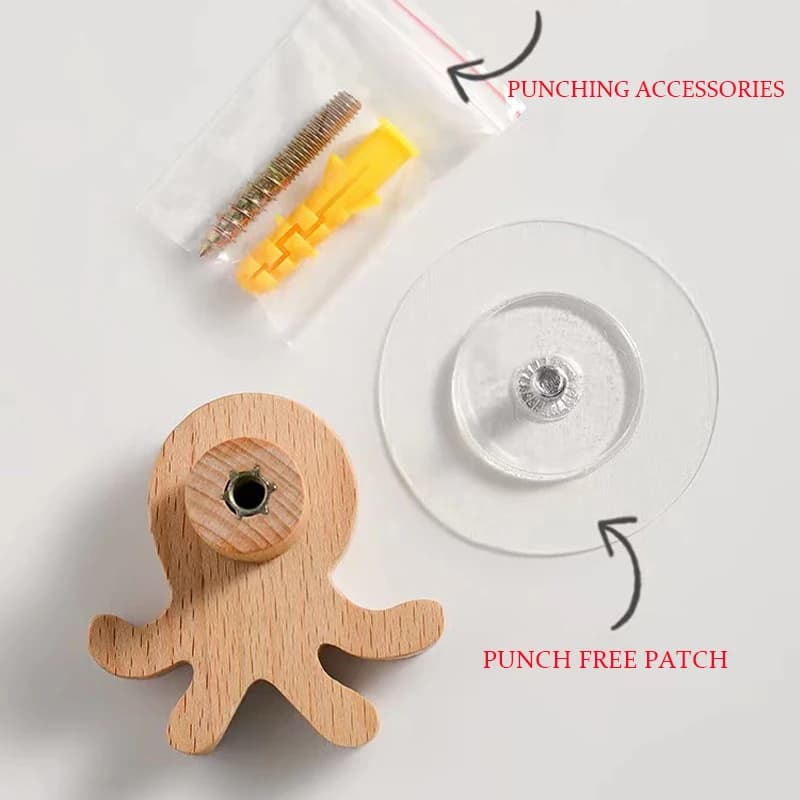 Wooden Drawer Hooks Room Decor Animal Hook Wall Keychain Coat Hook Home Wardrobe Cute Wood Hook Hanger Kitchen Accessories - 5