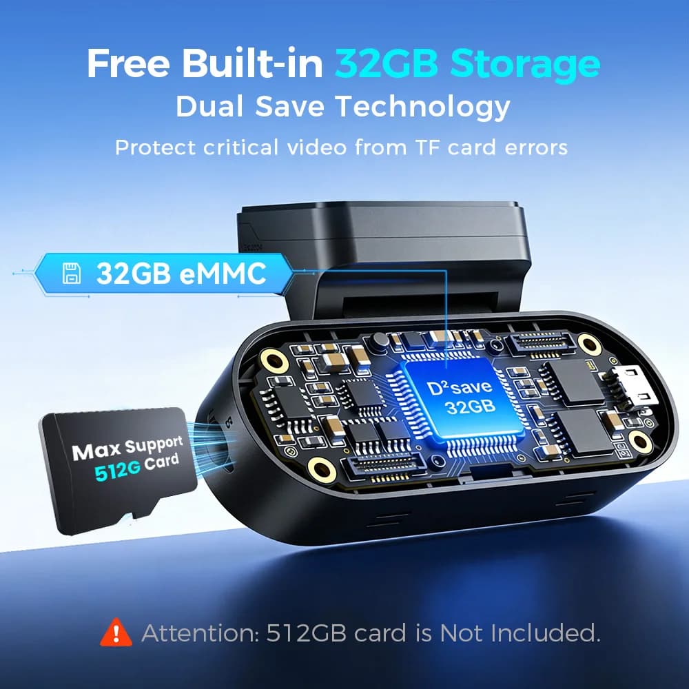 كاميرا سيارة DDPAI N5 مزدوجة بدقة 4K HDR مع رؤية ليلية بالذكاء الاصطناعي، واي فاي 6، GPS، ADAS، تحكم صوتي، وضع ركن 24 ساعة، ذاكرة 32 جيجا eMMC - 4