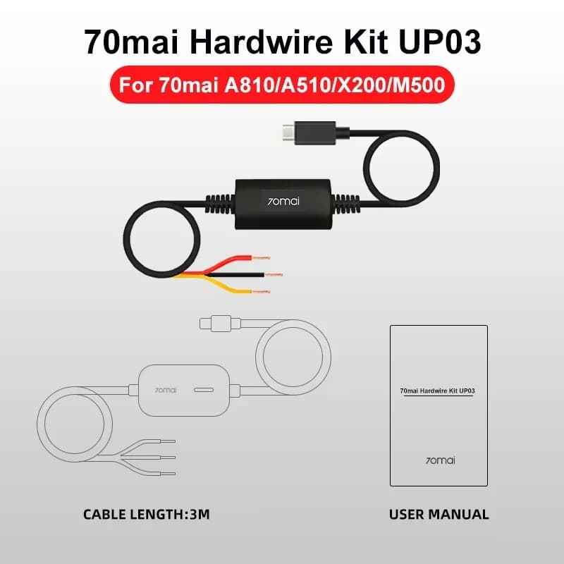 Original 70mai Parking Surveillance Cable UP03 for 70mai A810 A510 X800 X200 Omni M500 Hardwire Kit UP03 24H Parking Monitor - 2