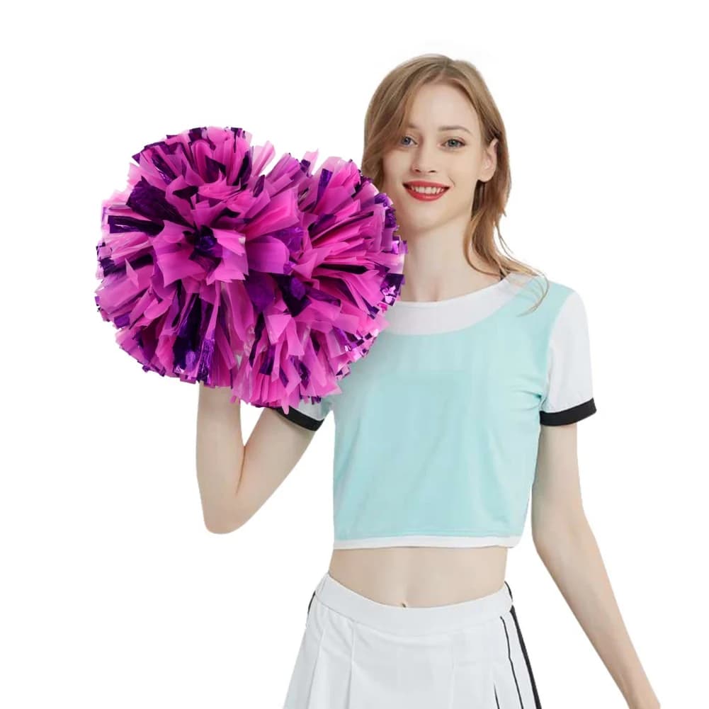 2PCS Cheerleader Pompom Girls Vevor Handle Style Cheering Ball Flower Sports Match Vocal Dance Party Concert Decorator Props