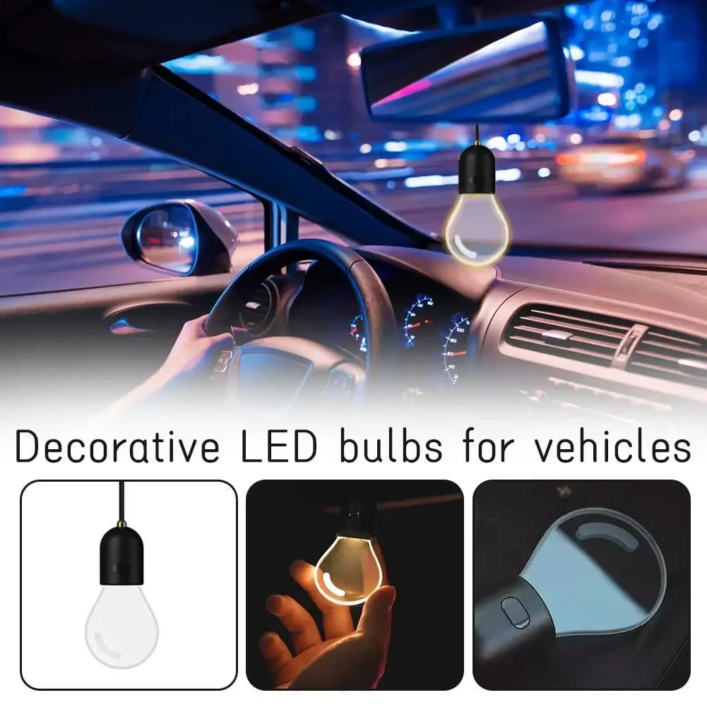 Retro Small Bulb LED Car Hanging Ornament Interior Ambient Lighting 2 Light Modes For Long Trips Daily Use Auto Decor Accessory - 3