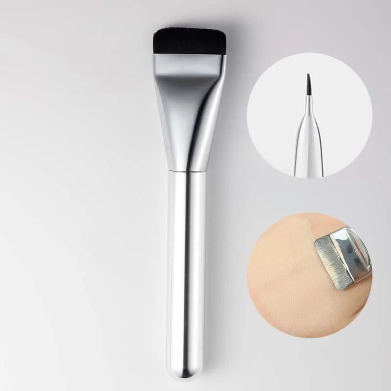 فرشاة مكياج كريم الأساس برأس مسطح قطعة واحدة خفيفة الوزن بدون خطوط فرشاة كابوكي احترافية لتطبيق كريم الأساس السائل - 3