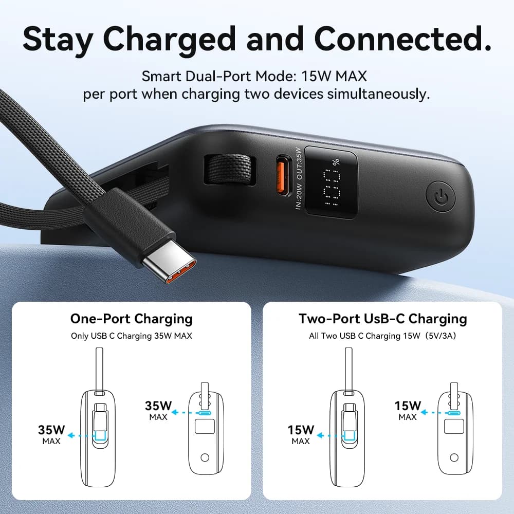 Vention 35W Mini Power Bank PD Fast Charge 10000mAh Portable PowerBank for iPhone 17 16 Pro Samsung S25 External Battery Charger - 2