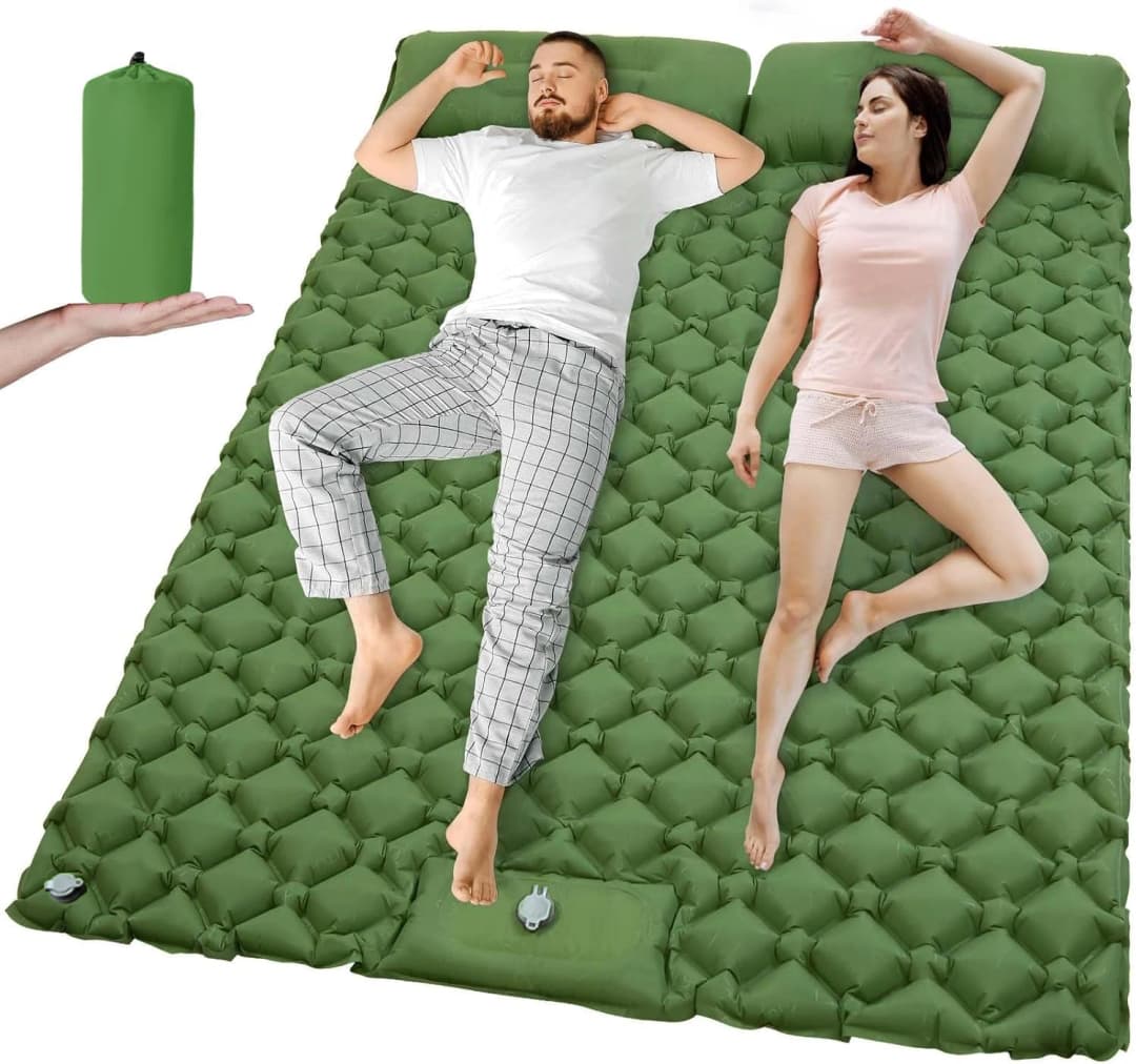 Outdoor Camping Double Inflatable Mattress Extra Wide Sleeping Pad Ultralight Folding Bed Sleeping Mat Car Travel Mat