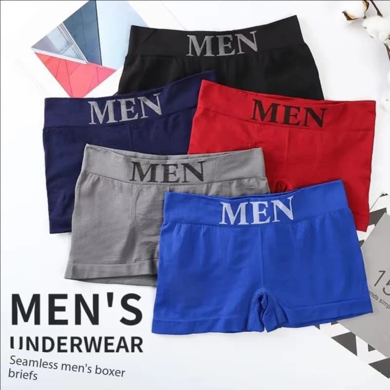 5 PCs Men's High Elastic Plain Color Comfortable Boxer Briefs Panties Breathable Pantyhose