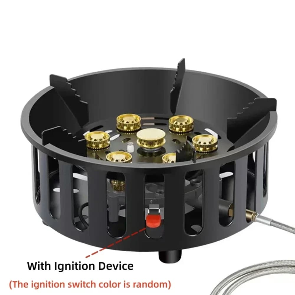 7-Core Camping Stove High-Power Strong Fire Portable Tourist Gas Burner Windproof Electronic Ignition Camping Equipment - 6