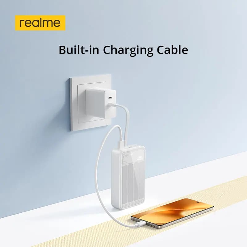 realme TechLife 45W Cabled Power Bank 20000mAh Capacity Built-in Charging Cable 3 Output Ports - 5
