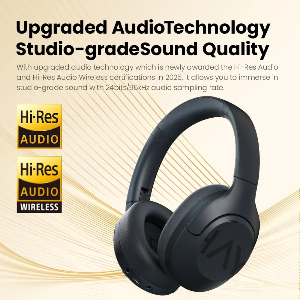 HAYLOU S30 Wireless Bluetooth 5.4 Headphones 43dB Adaptive Noise Cancelling Headsets 40mm Driver 80H Playtime Earphones - 3