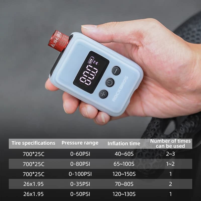 ROCKBROS 150 PSI Portable Pocket Bike Electric Air Pump With Digital Pressure MINI Fast Rechargeable Compressor Tire Inflator - 2