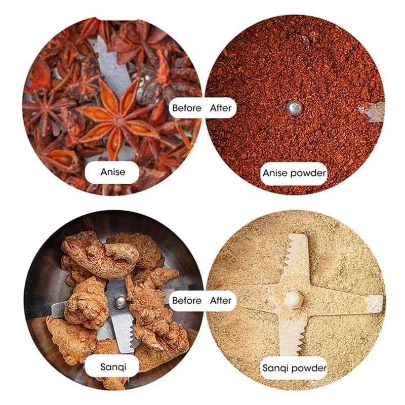 مطحنة كهربائية صغيرة منزلية 300 مل، مطحنة فائقة الدقة لطعام الأطفال والقهوة والتوابل والفلفل والحبوب، بشفرات 4 - 6