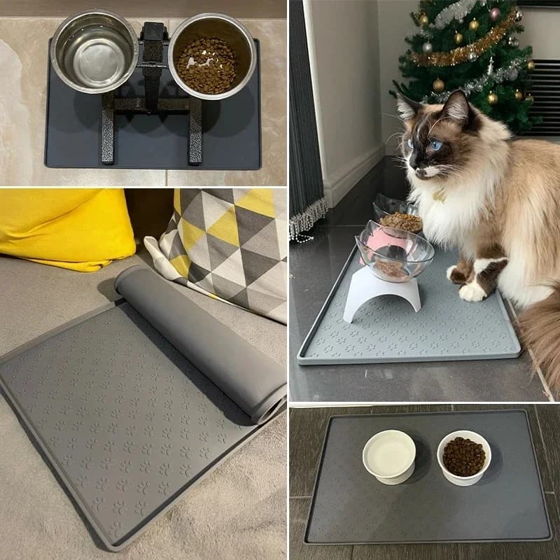 Pet Placemat Cat Dog Drinking Feeding Placemat Feeder Mats Cat Feed Mat Dog Food bowl Mat Silicone Waterproof Pet Bowl Pad - 5