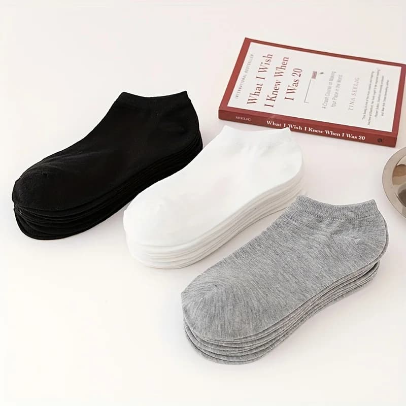 10/20/30/40/60 Pairs Of Unisex Solid Color Socks Comfy Breathable Soft Sweat Absorbent Socks For Daily And Outdoor Wearing - 4
