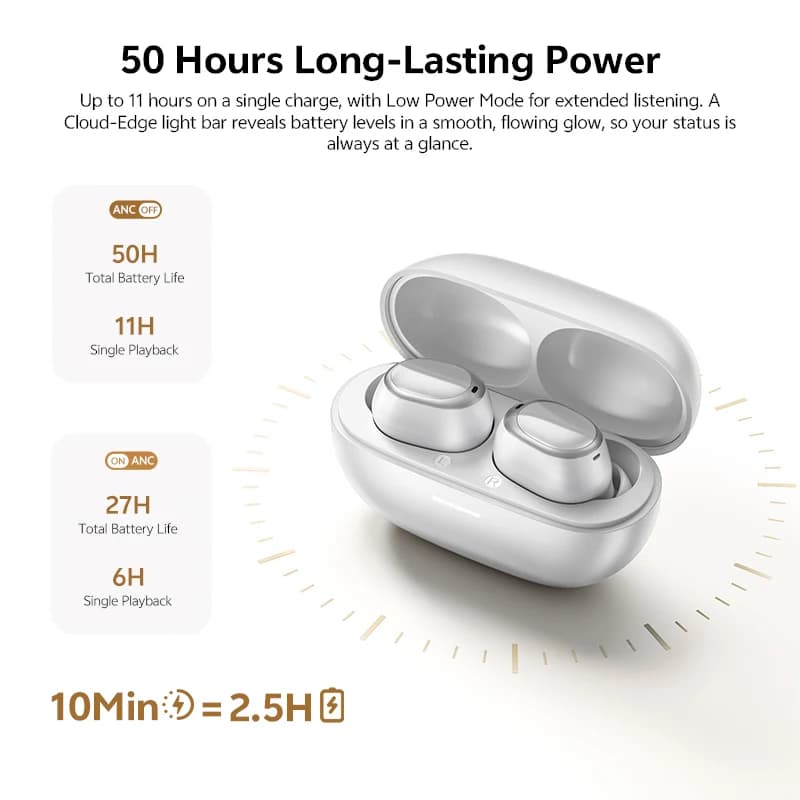 QCY MeloBuds A30 Wireless Earbuds 60dB Adaptive AI Scene ANC 8-Mic 3-Device Connect Bluetooth Earphones LDAC Hi-Res Headphones - 6