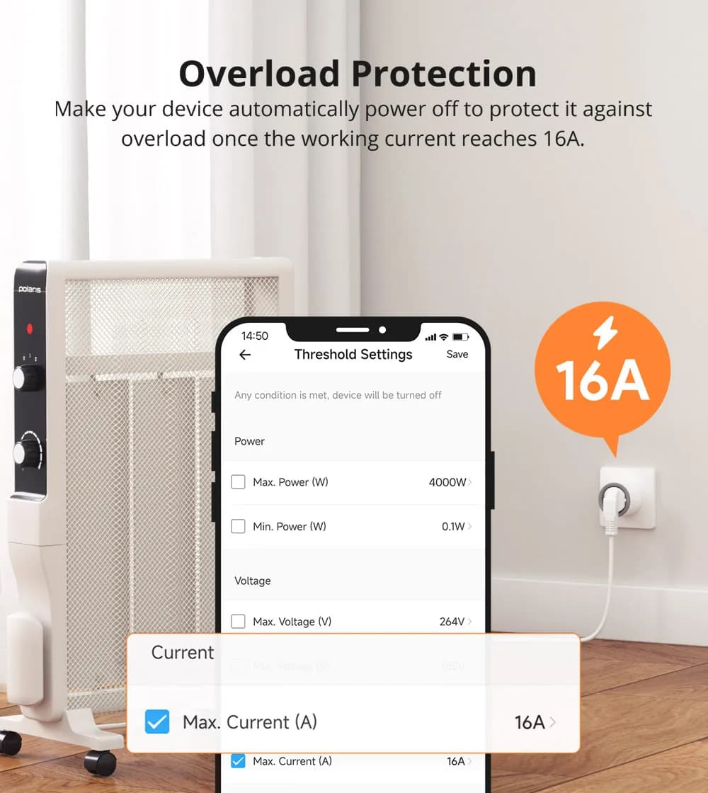 SONOFF S60 مقبس واي فاي EU/UK قابس ذكي للمنزل مراقب الطاقة منفذ التحكم عن بعد eWeLink متوافق مع Alexa وGoogle Home وSmartThings - 4