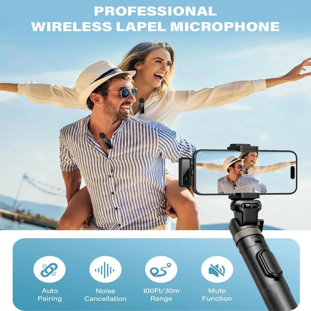 Lavalier Wireless Microphone 80mAh Rechargeable Battery Clip-On Podcast Mic for Streaming Vlogging Voice Recording Plug & Play - 5