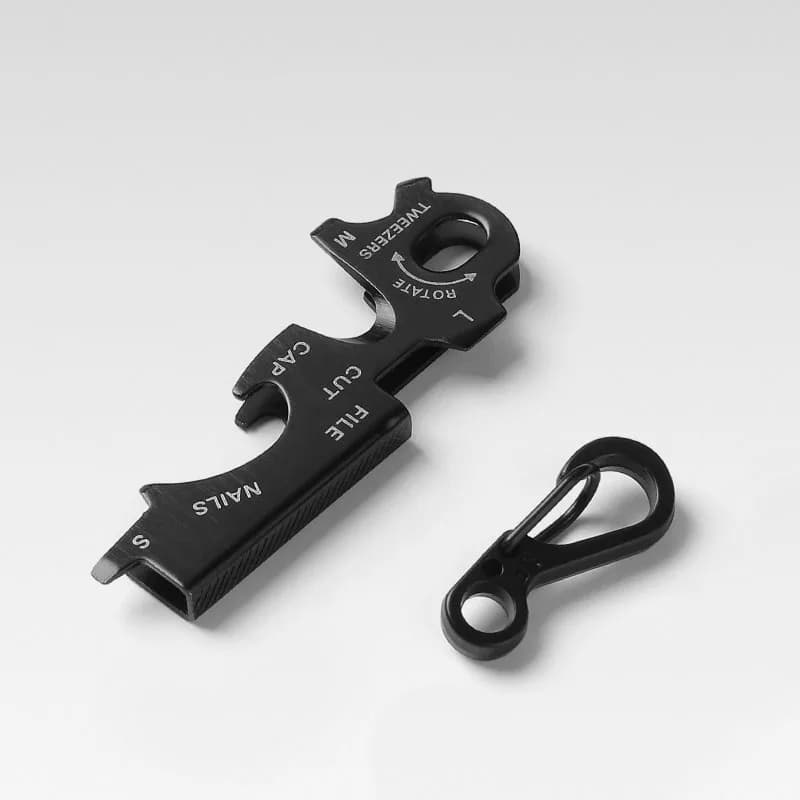 Carabiner gear 8 tool in 1 key ring quickdraw multi multitool multipurpose pocket gadget edc keychain keytool multifunction - 5