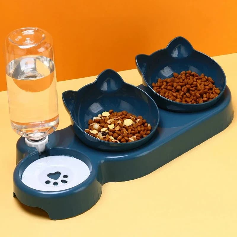 3 in 1 Cat Feeder Automatic Water Dispenser Double Bowl Pet Bowl for Small Dogs Cats Pet Food Container Cat Accessories - 2